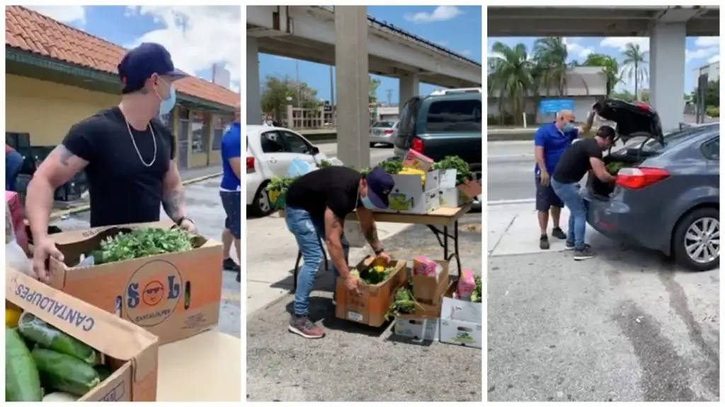 Baby Lores reparte comida entre personas necesitadas en Hialeah afectadas por la crisis del coronavirus